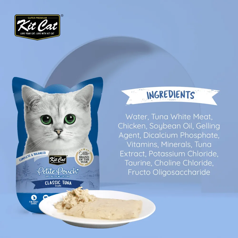 Kit Cat Tuna and White Fish, Tuna & Salmon Fish and Classic Tuna Cat Wet Food Combo