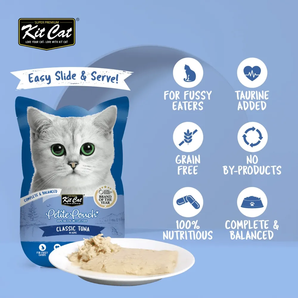 Kit Cat Tuna and White Fish, Tuna & Salmon Fish and Classic Tuna Cat Wet Food Combo