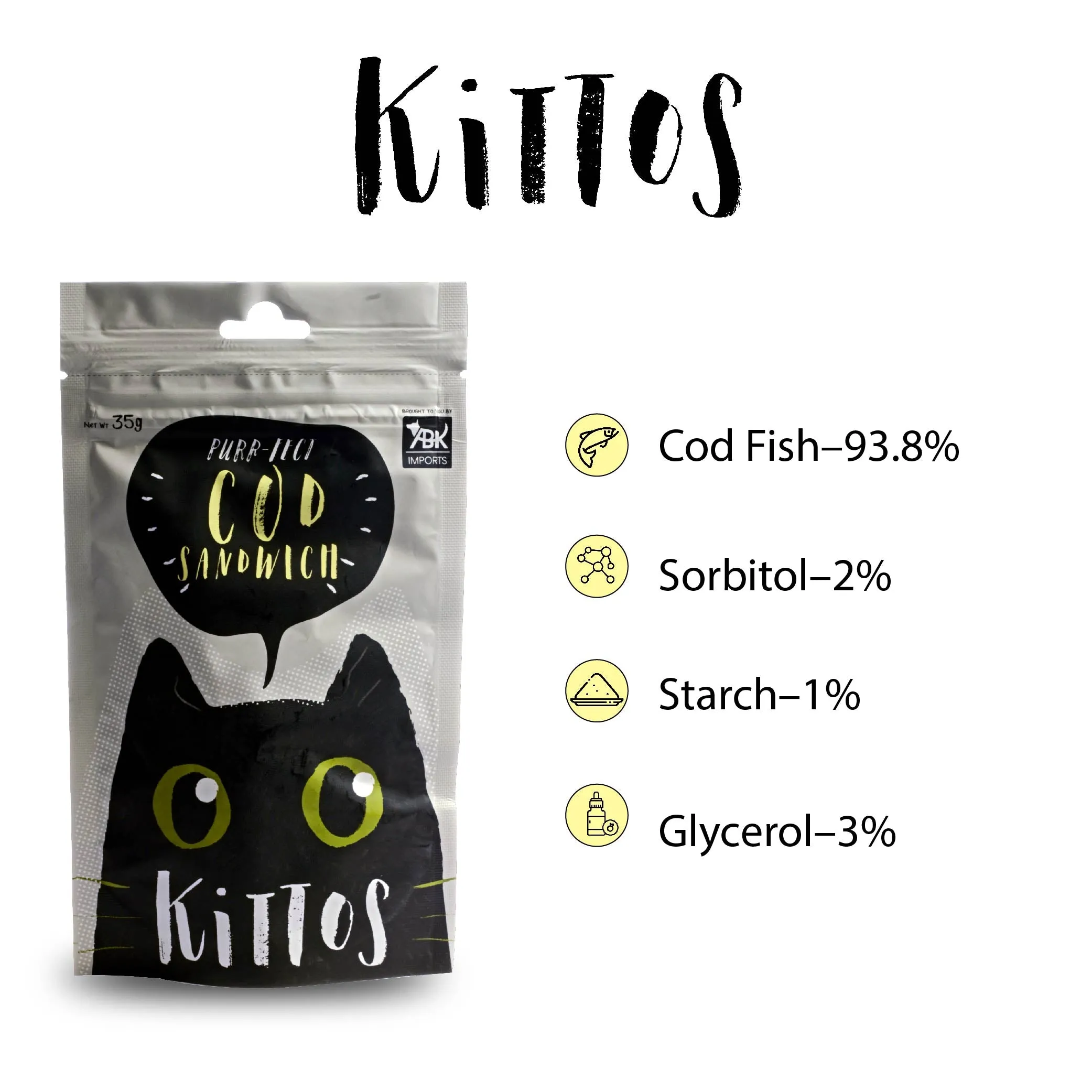 Kittos Purr Fect Cod Sandwich Cat Treat
