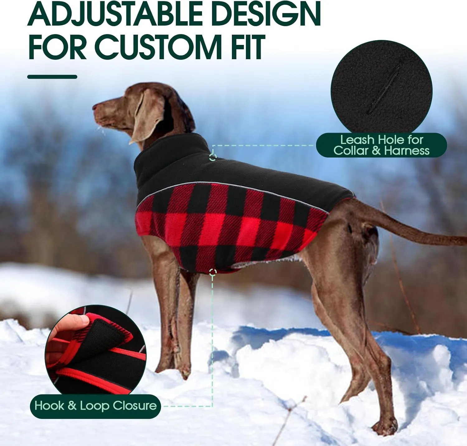 Kuoser Reversible Dog Coat, Warm Waterproof Dog Jacket, British Style Plaid Dog Winter Coats, Puppy Cold Weather Vest Windproof Outdoor Clothes Dog Snow Jackets for Extra Large Dogs XXXL