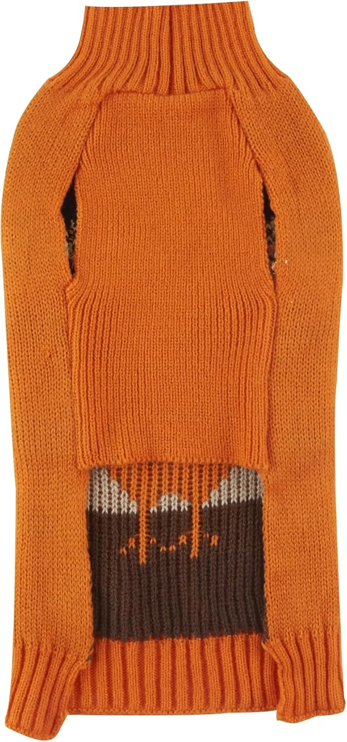 Lanyarco Thanksgiving Dog Outfit Turkey Puppy Cat Costume Sweater Fall Clothes, X-Small (XS) Size 9" Back Length Orange