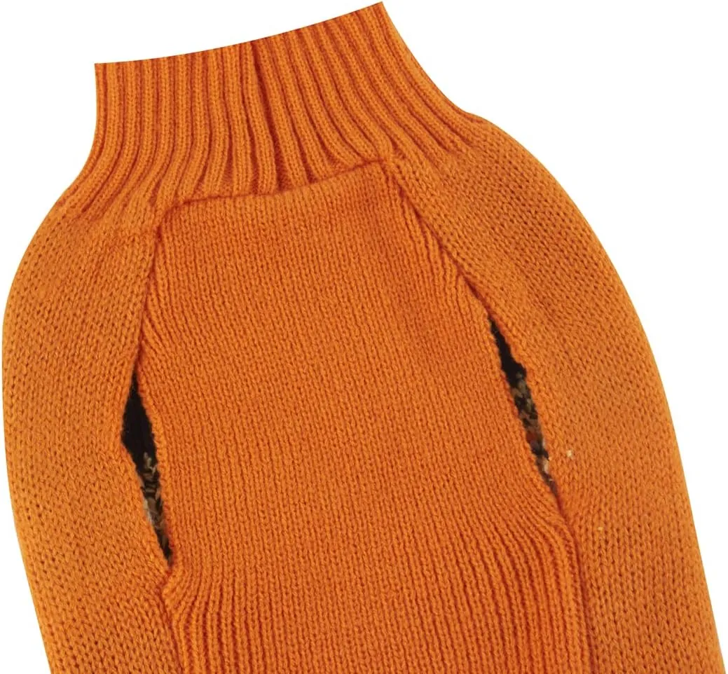 Lanyarco Thanksgiving Dog Outfit Turkey Puppy Cat Costume Sweater Fall Clothes, X-Small (XS) Size 9" Back Length Orange