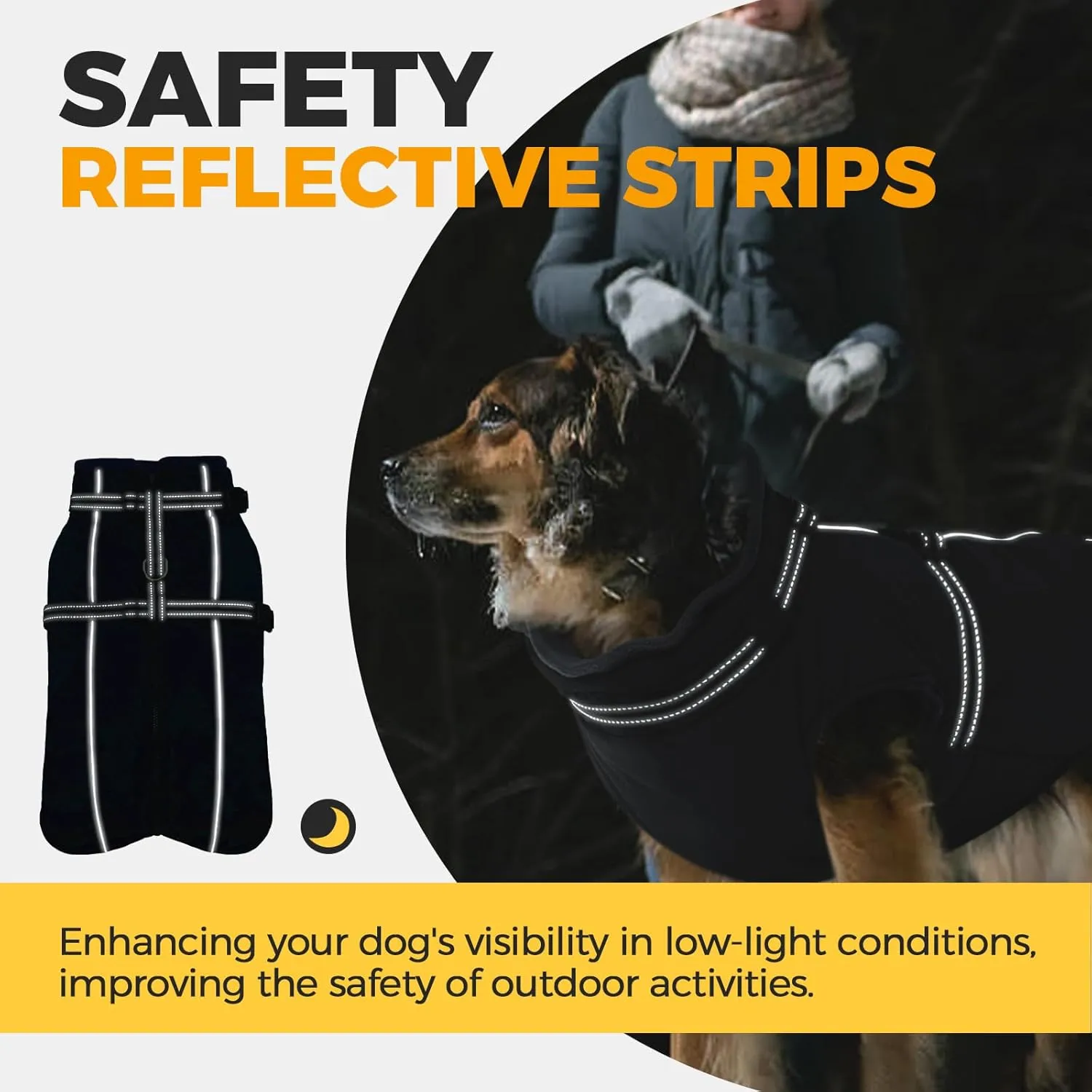Lelepet Dog Coat - Waterproof Fleece Jacket with Harness Built-in, Warm Winter Coat, Reflective, Zip-Up Padded Vest for Small Medium Large Dogs, M