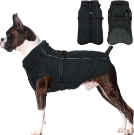 Lelepet Dog Coat - Waterproof Fleece Jacket with Harness Built-in, Warm Winter Coat, Reflective, Zip-Up Padded Vest for Small Medium Large Dogs, M