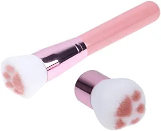 LEORX 2pcs Powder Brushes Cute Cat Paw Kabuki Brush Pink Blush and Loose Powder Makeup Brush for Women Girls