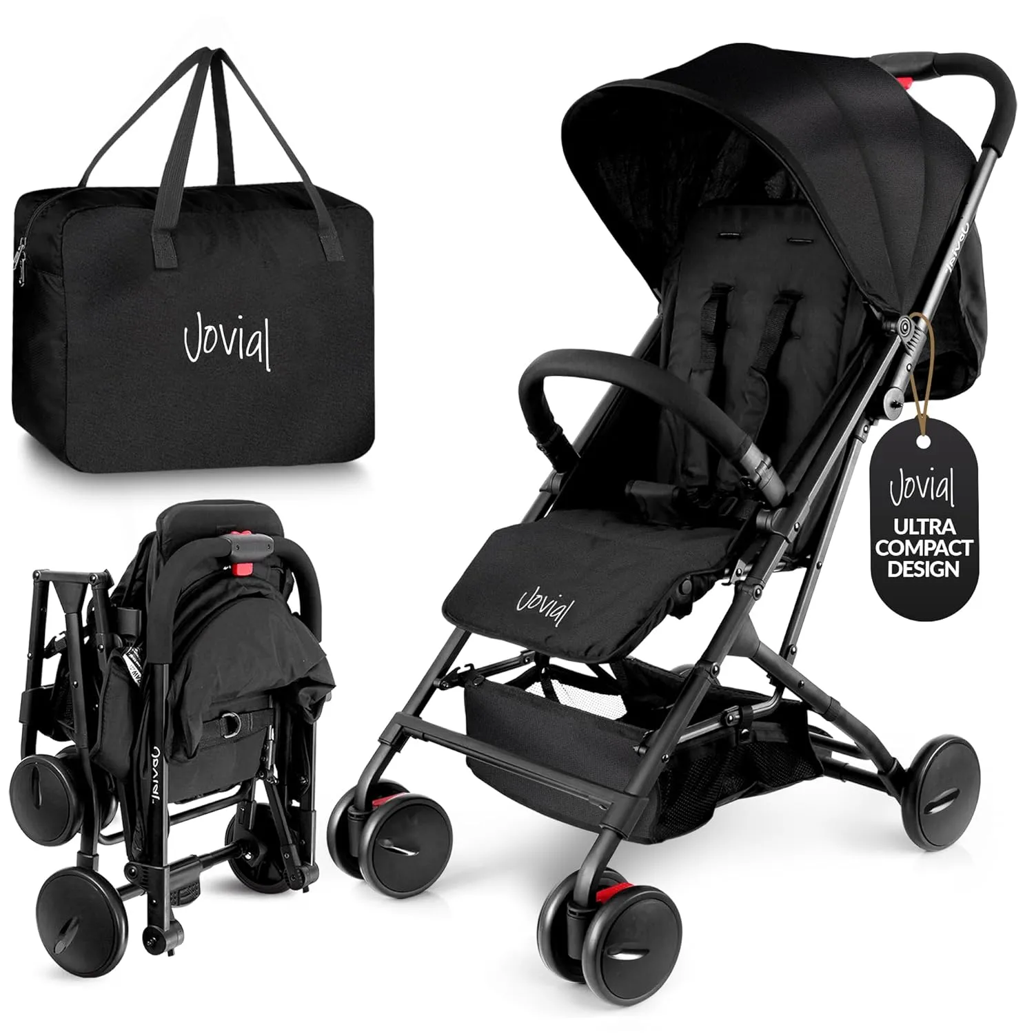 Lightweight Baby Stroller, Folding Travel Stroller with Reclining Seat, Canopy, 5-Point Safety Harness, Storage Basket, Smooth Wheels, Compact Portable Design (39.8" x 18.7" x 32.3")