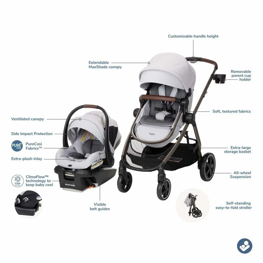 Maxi-Cosi Zelia Luxe  5-in-1 Modular Travel System Artic Frost