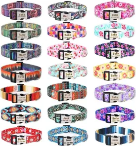 Moonpet Personalized Custom Customized Dog Collar with Engraved ID Tag Name Plate and Phone Number/Heavy Duty Adjustable Dog Collars for Puppy X-Small Small Medium Large X-Large Boy Girl Dogs