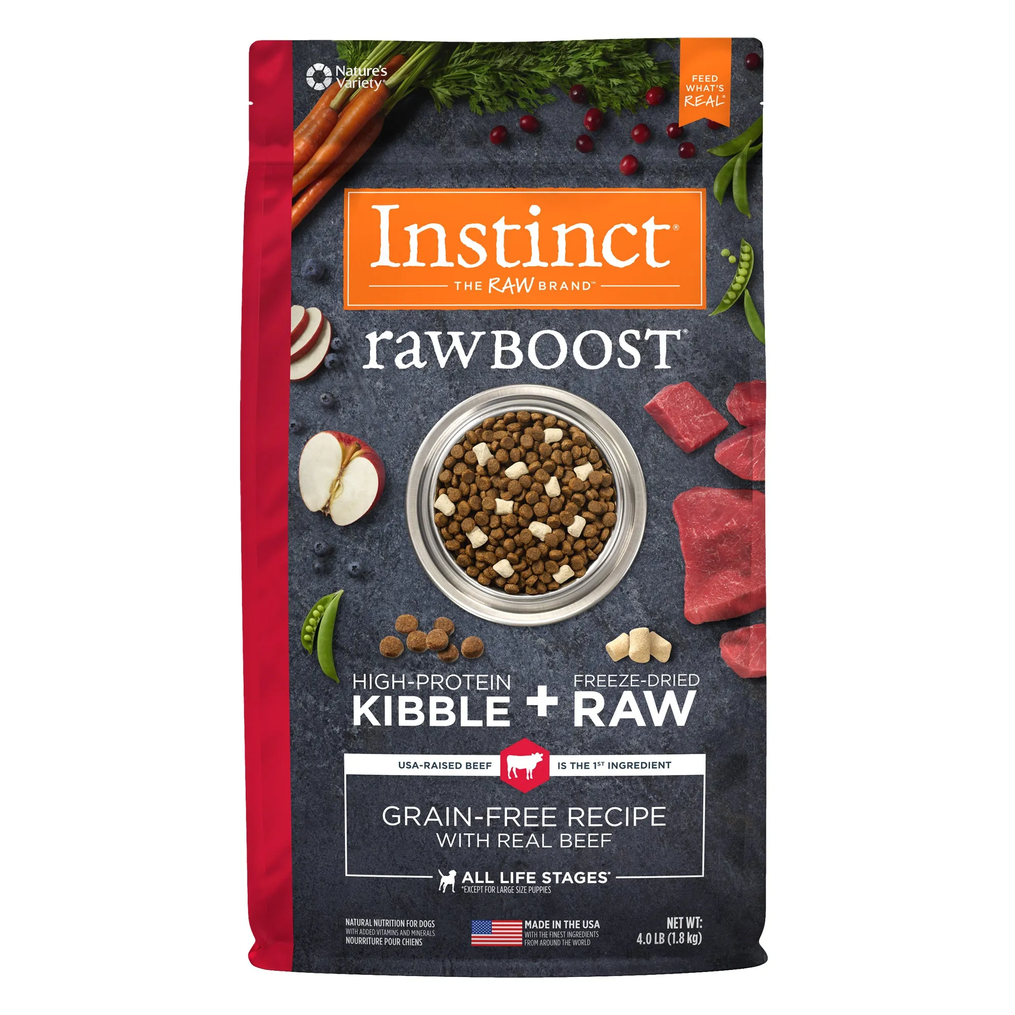 Nature's Variety Instinct Raw Boost Grain Free Recipe with Real Beef Natural Dry Dog Food