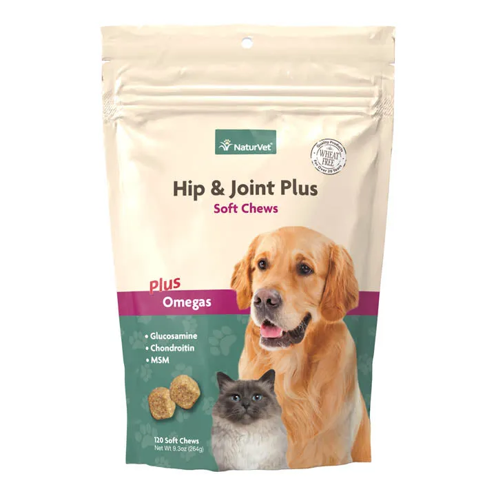 Naturvet Hip & Joint Plus Soft Chew Dog Supplements - 120 ct Bag