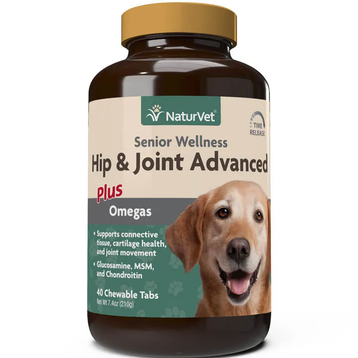 Naturvet Senior Hip & Joint Tablets TIME RELEASE Dog Supplements - 40 ct