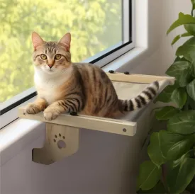 Navaris Cat Perch - Heavy Duty Wooden Hammock, Cat Seat, Shelf, Bed for Window Sill, Bedside, Drawer, and Other Furniture