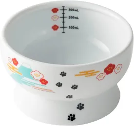 Necoichi Raised Cat Water Bowl, Elevated, with Measurement Lines, Dishwasher and Microwave Safe, No.1 Seller in Japan! (Fuji Limited Edition, Regular)