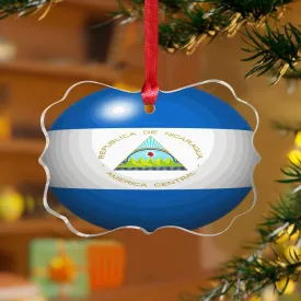 Nicaragua Christmas Ornaments World State Map Flag Butterfly Keepsake Clear Acrylic Discs Flag Sports Bar Party Events Pendant for Christmas Tree Decoration Gift Tag Name Plates