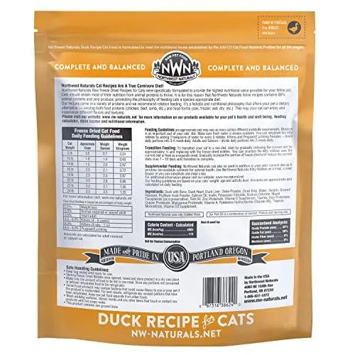 Northwest Naturals Freeze Dried Duck Cat Recipe Freeze-Dried Cat Treats - 11 oz Bag