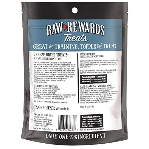 Northwest Naturals Freeze Dried Whitefish Freeze-Dried Cat and Dog Treats - 2.5 oz Bag