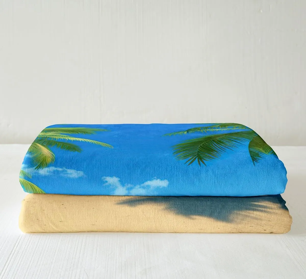 Ocean Beach Themed Fleece Throw Blanket Girls Women Hawaiian Tropical Palm Tree Sherpa Blanket for Bed Couch Kids Adults Blue Sea Plush Blanket Summer Warm Fuzzy Blanket Soft and CozyThrow 50"x60"