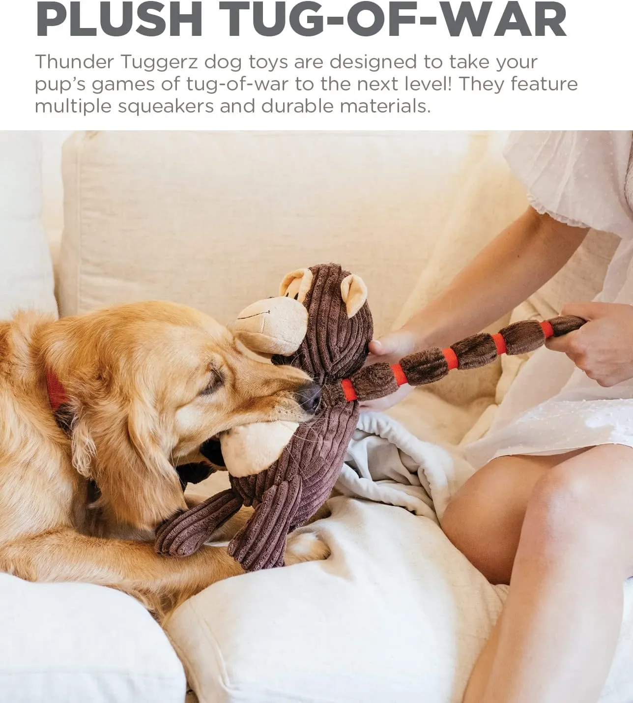 Outward Hound Thunda Tugga Gorilla Plush & Squeaky Dog Tug Toy