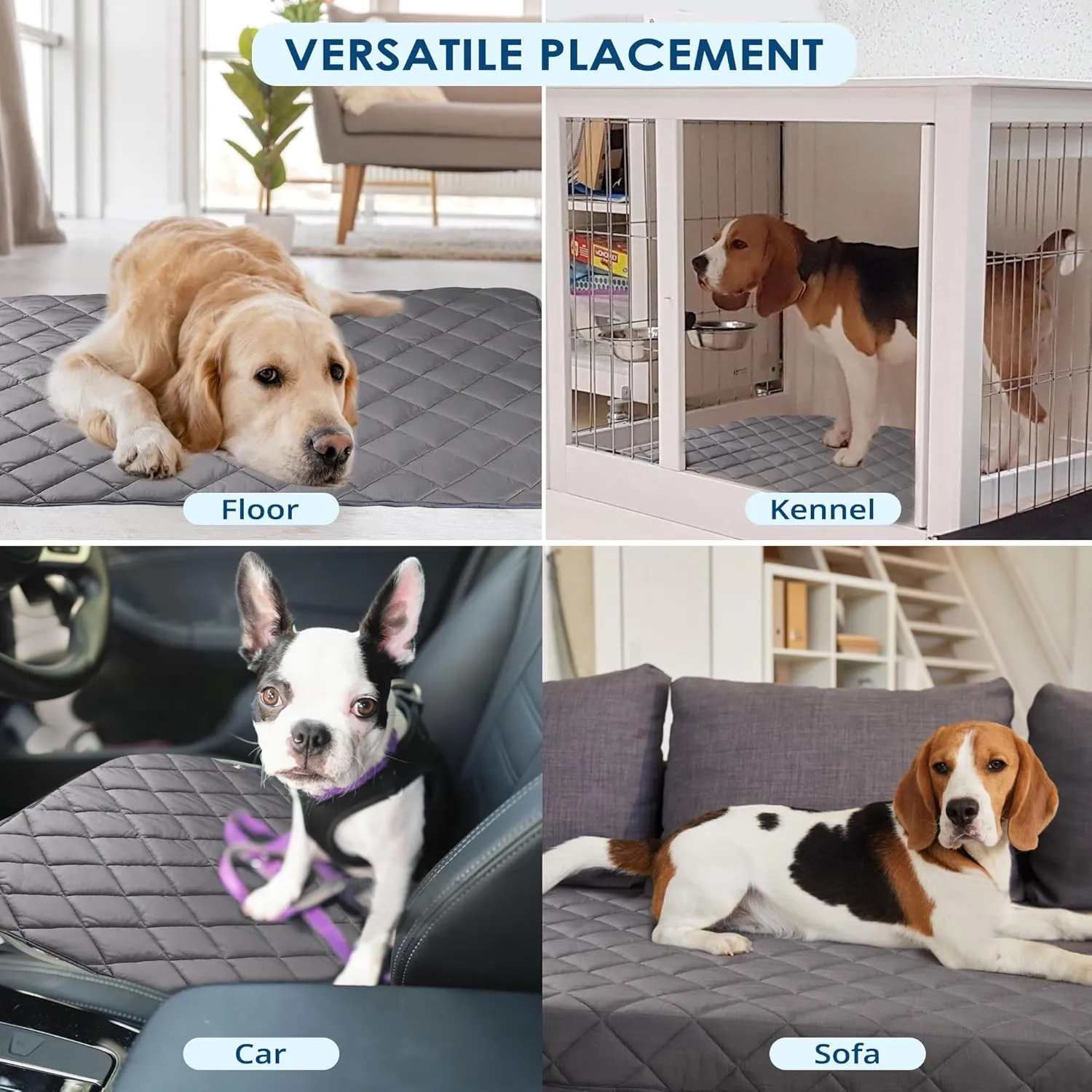 Paw Legend Dog Cooling Mat for Dogs Cat Cooling Pad for Dog Pet Cooling Mat Cooling Blanket Summer Cool Tech Fabric Washable Dog Sleeping Pad on Kennel Sofa Bed Floor Car Seats, Large, Gray