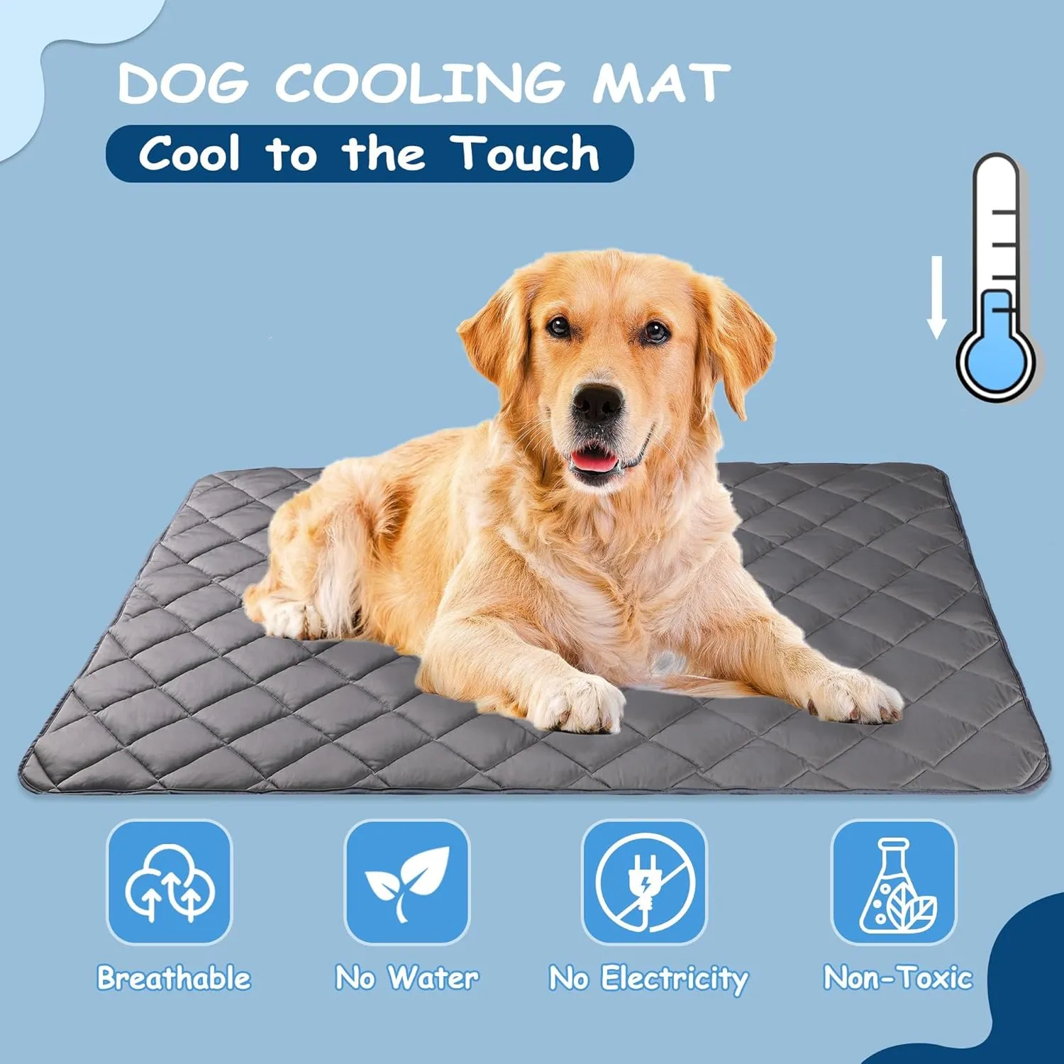 Paw Legend Dog Cooling Mat for Dogs Cat Cooling Pad for Dog Pet Cooling Mat Cooling Blanket Summer Cool Tech Fabric Washable Dog Sleeping Pad on Kennel Sofa Bed Floor Car Seats, Large, Gray