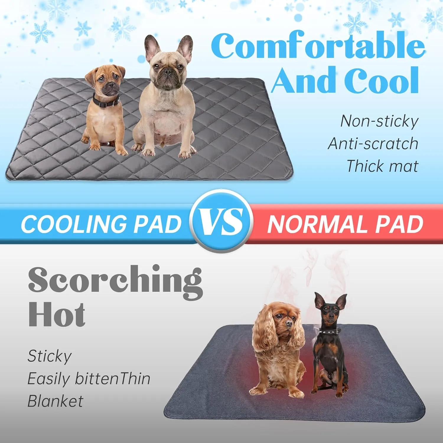 Paw Legend Dog Cooling Mat for Dogs Cat Cooling Pad for Dog Pet Cooling Mat Cooling Blanket Summer Cool Tech Fabric Washable Dog Sleeping Pad on Kennel Sofa Bed Floor Car Seats, Large, Gray