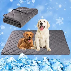 Paw Legend Dog Cooling Mat for Dogs Cat Cooling Pad for Dog Pet Cooling Mat Cooling Blanket Summer Cool Tech Fabric Washable Dog Sleeping Pad on Kennel Sofa Bed Floor Car Seats, Large, Gray