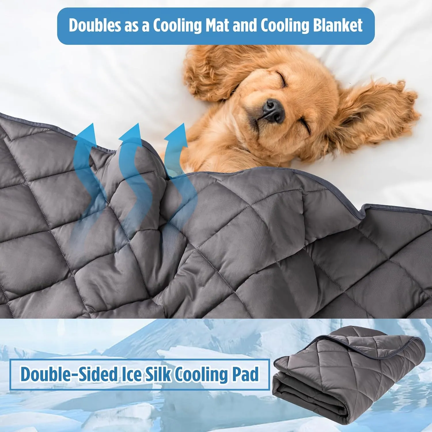 Paw Legend Dog Cooling Mat for Dogs Cat Cooling Pad for Dog Pet Cooling Mat Cooling Blanket Summer Cool Tech Fabric Washable Dog Sleeping Pad on Kennel Sofa Bed Floor Car Seats, Large, Gray