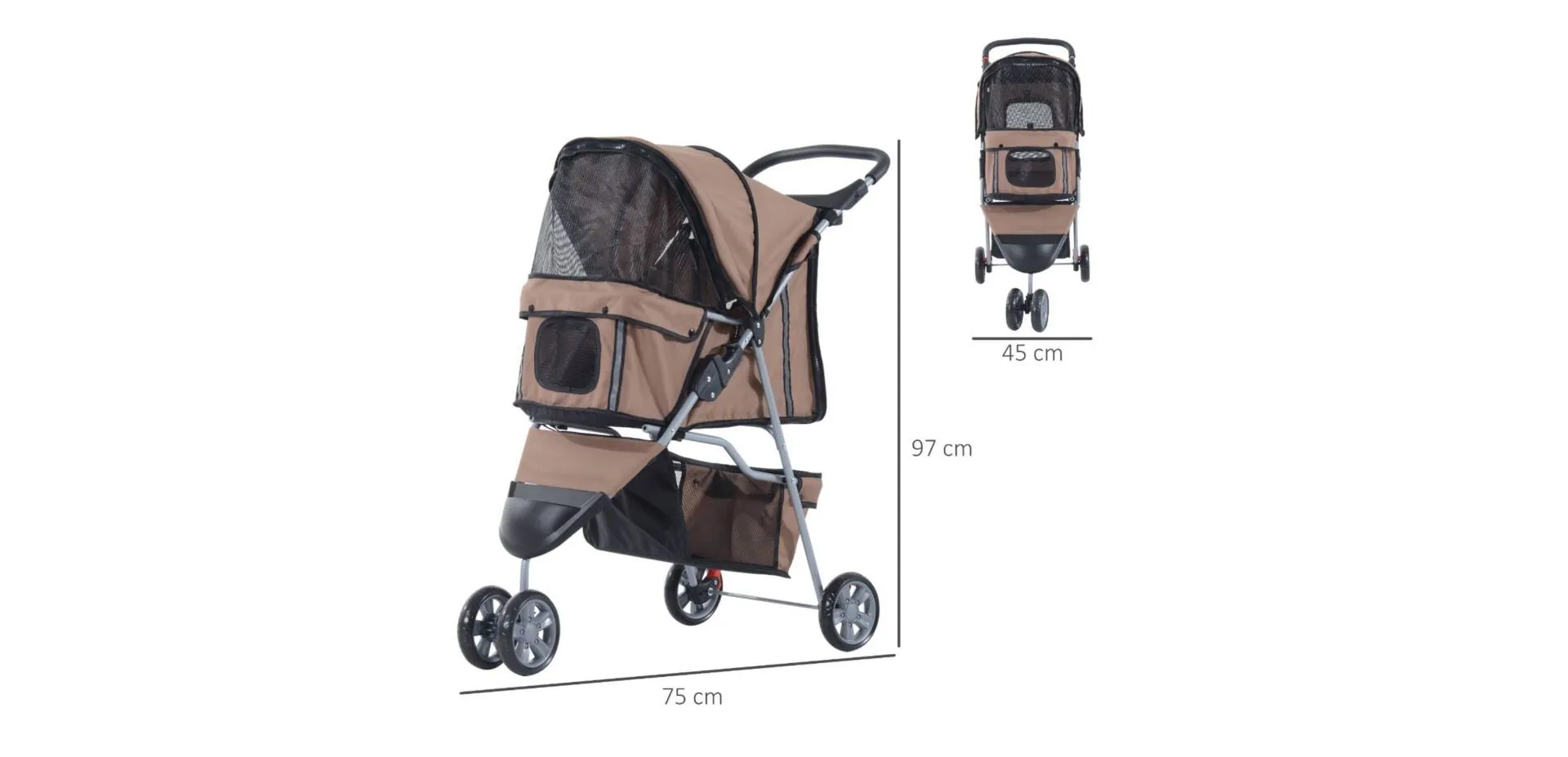 PawHut Pet Stroller D00-041CF 970 x 750 x 450 mm Brown