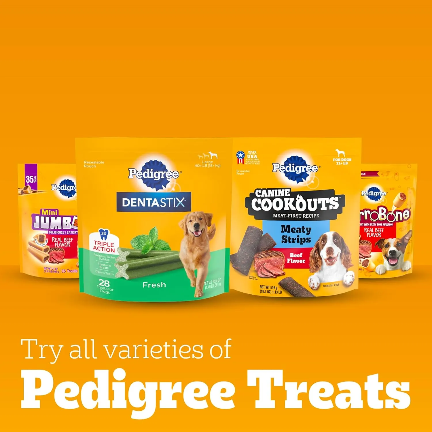 Pedigree Dentastix Large Breed Dog Treats, Fresh Flavor, 1.46 lb. Bag (28 Treats)