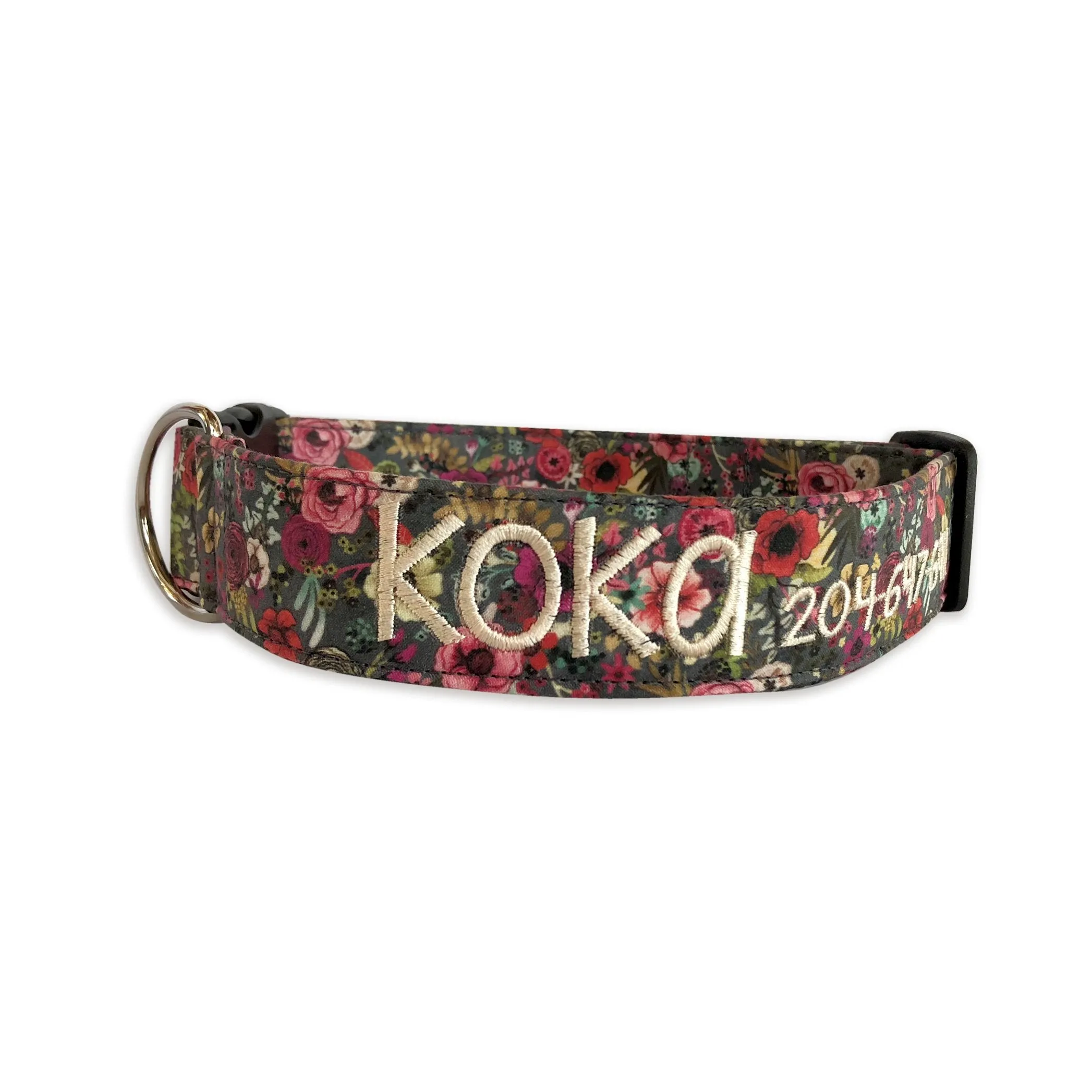 Personalized Dog Collar | Dark Spring Floral | Duke & Fox®