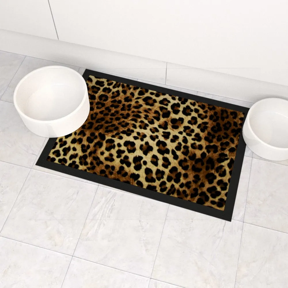 Pet Bowl Mats - Leopard