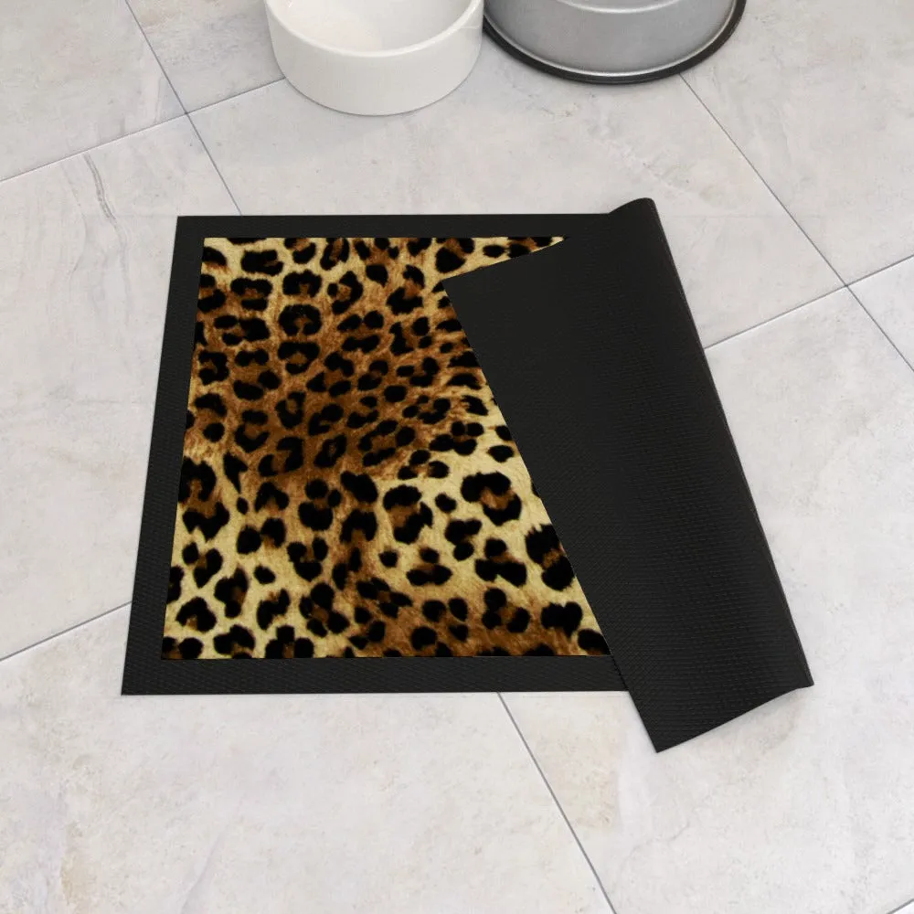 Pet Bowl Mats - Leopard