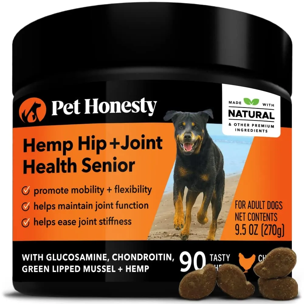 Pet Honesty Senior Hip and Joint with Hemp Chicken Chewy Dog Supplements - 90 Count - 9.5 Oz