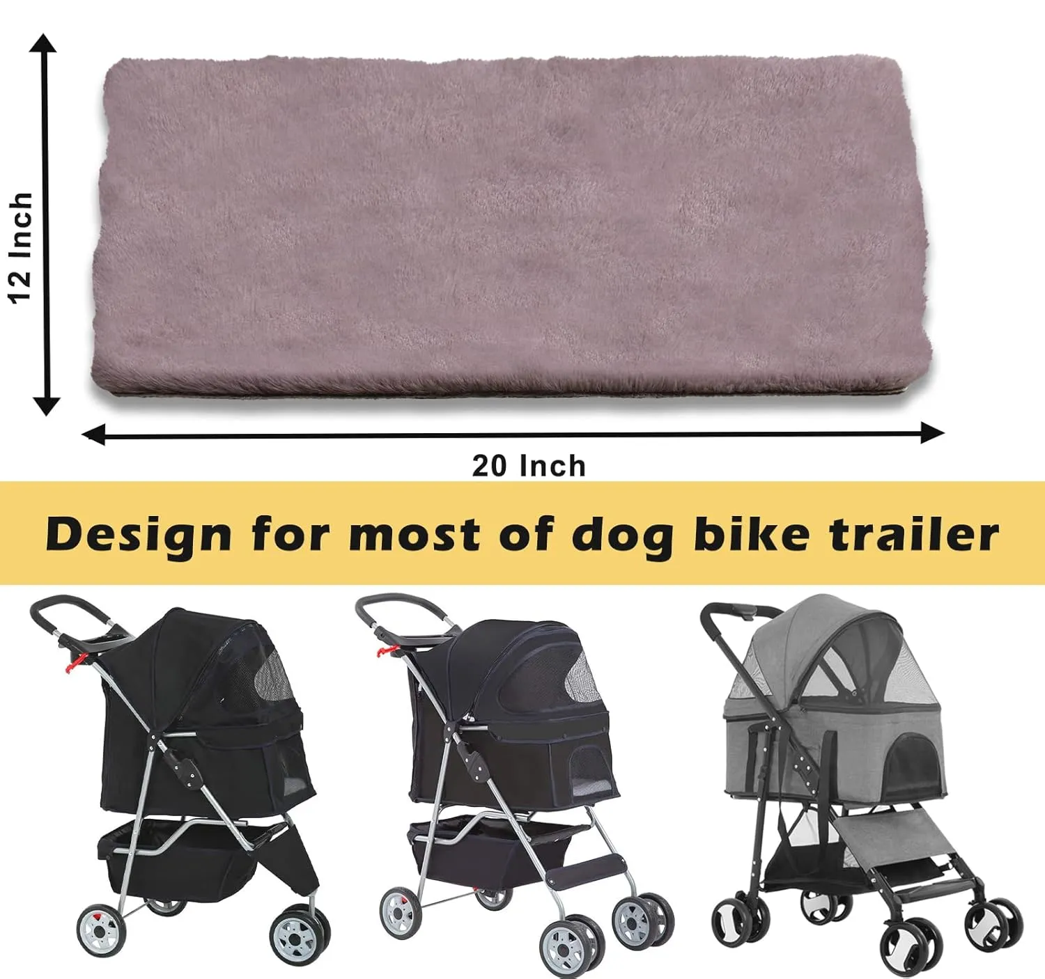 Pet Stroller Pad for Small Medium Dogs, Ultra Soft Cat Dog Stroller Mattress Mat 21"X12" Folding Removable Pet Carrier Strolling Cart Pad Cushion, Pink