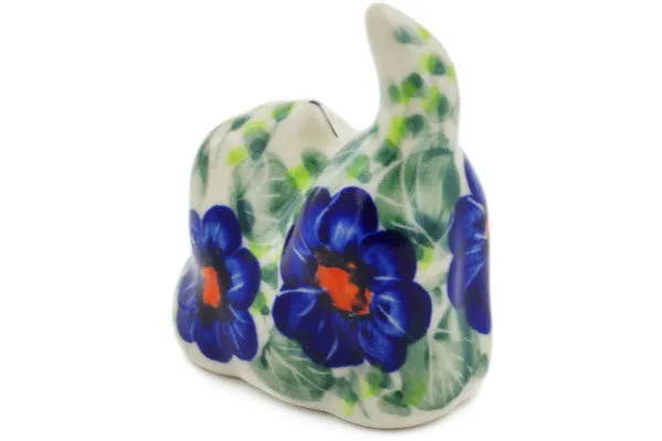 Polish Pottery 2" Cat Figurine Brilliant Butterfly Popp UNIKAT