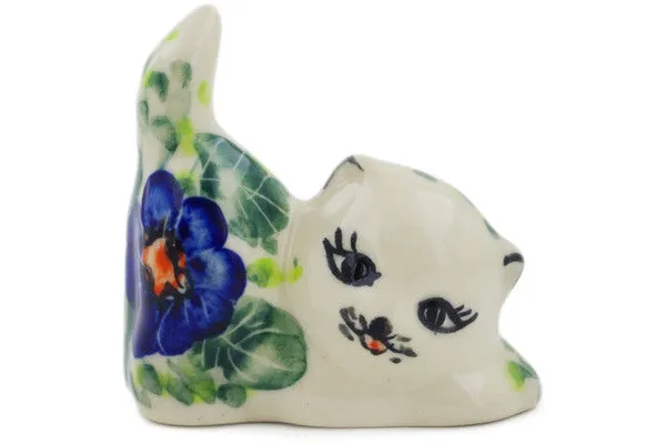 Polish Pottery 2" Cat Figurine Brilliant Butterfly Popp UNIKAT