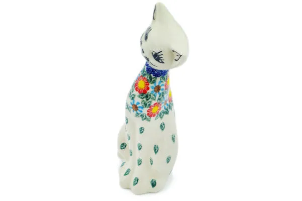 Polish Pottery 7" Cat Figurine Red-Hot Summer UNIKAT