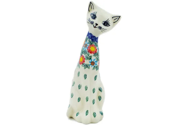 Polish Pottery 7" Cat Figurine Red-Hot Summer UNIKAT