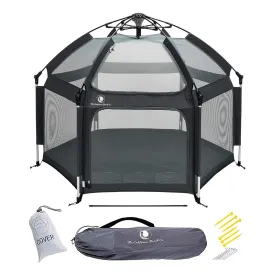 POP 'N GO PLAYPEN - Indoor & Outdoor Baby Playpen for Babies and Toddlers - Baby Beach Tent, Foldable, Portable W/Canopy, Travel Bag, & Mosquito Net - Pop Up Pack and Play Tent (Black)