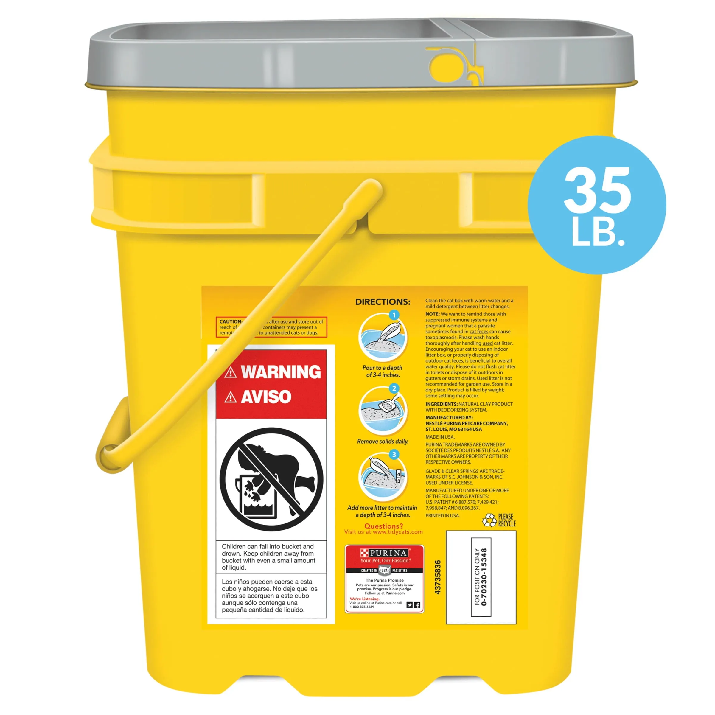 Purina Tidy Cats Clumping Cat Litter, Glade Clear Springs Multi Cat Litter, 35 lb. Pail