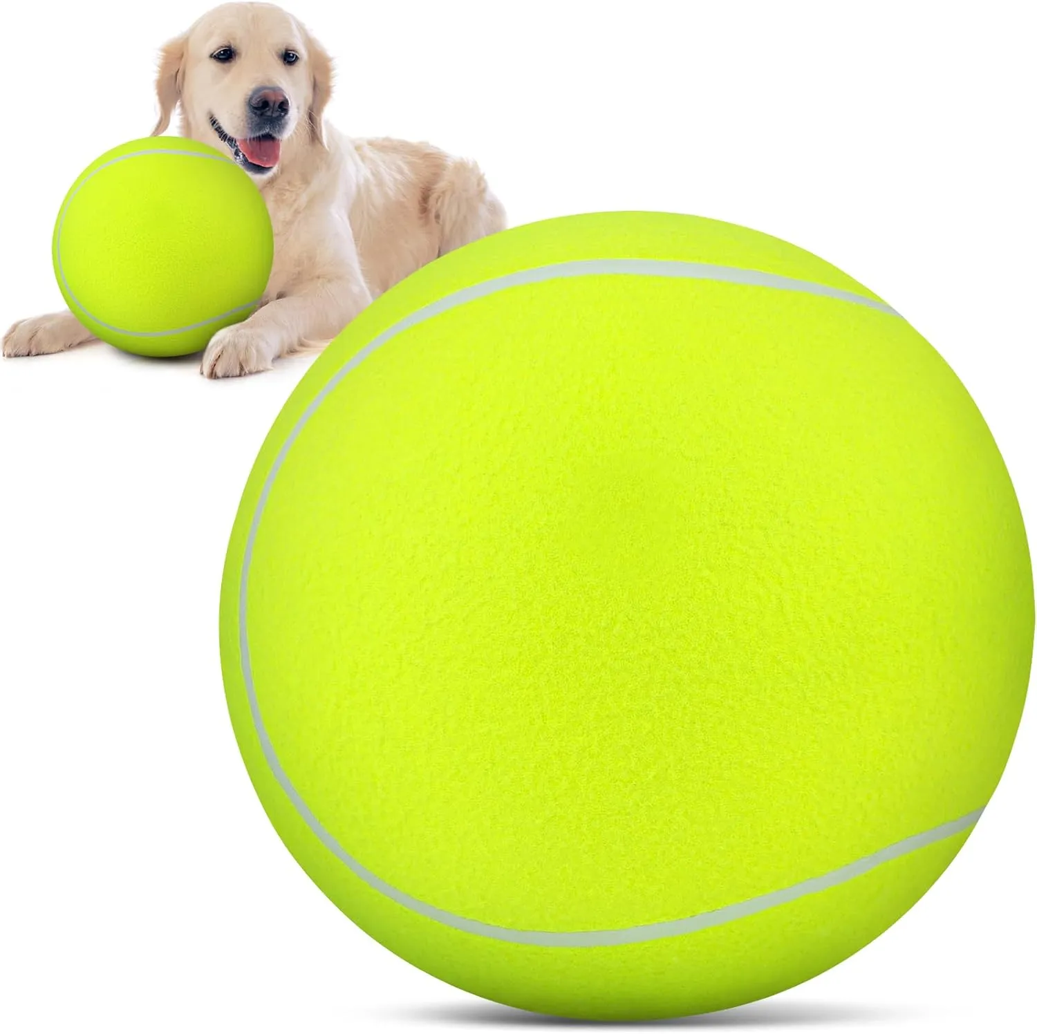 QDAN Giant Large Tennis Ball for Dogs: 9.5" Big Balls for Dog for Outdoor Play, Big Tennis Ball Dogs Toy, Tennis Ball for Small Medium Large Dog, Pet Balls, Yellow
