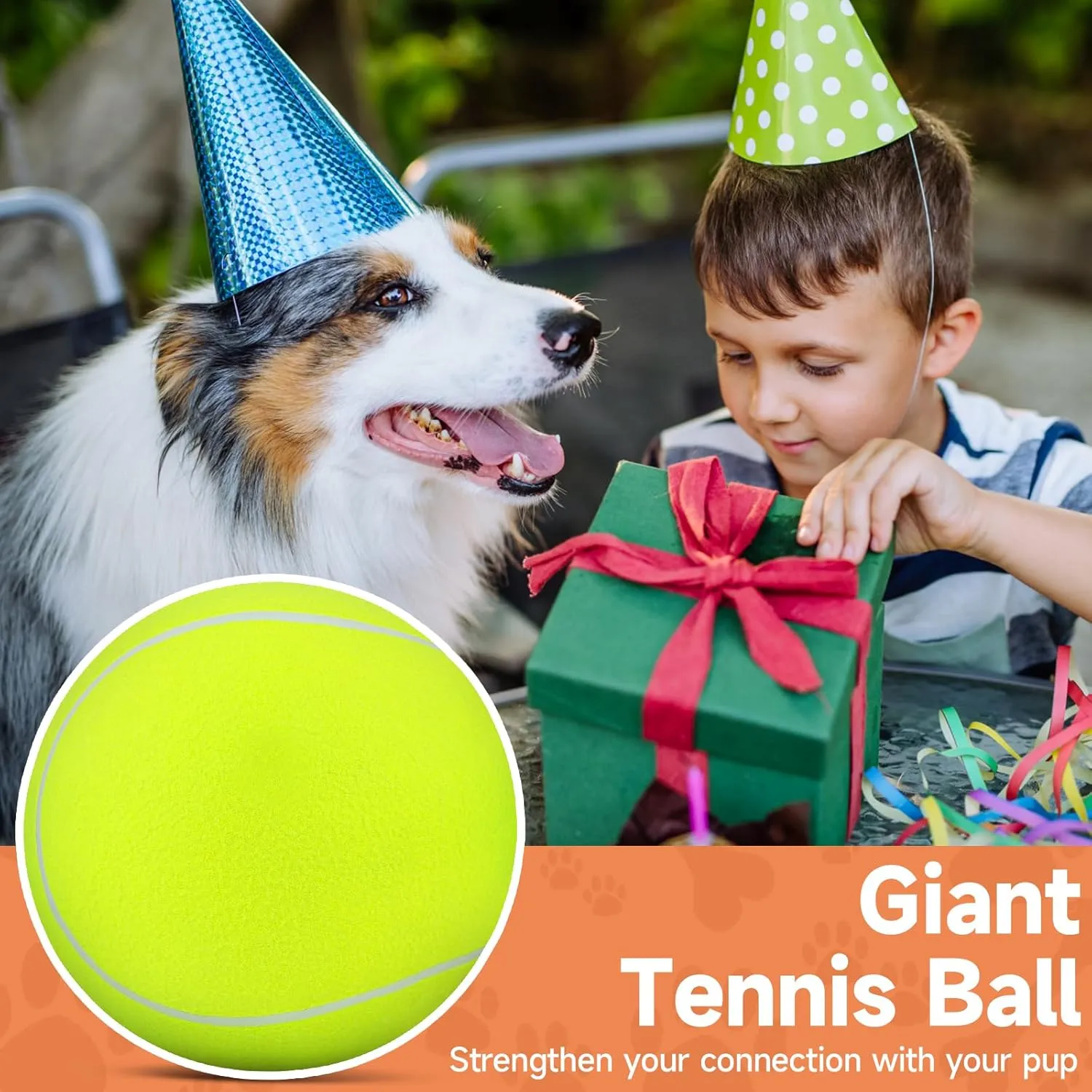 QDAN Giant Large Tennis Ball for Dogs: 9.5" Big Balls for Dog for Outdoor Play, Big Tennis Ball Dogs Toy, Tennis Ball for Small Medium Large Dog, Pet Balls, Yellow