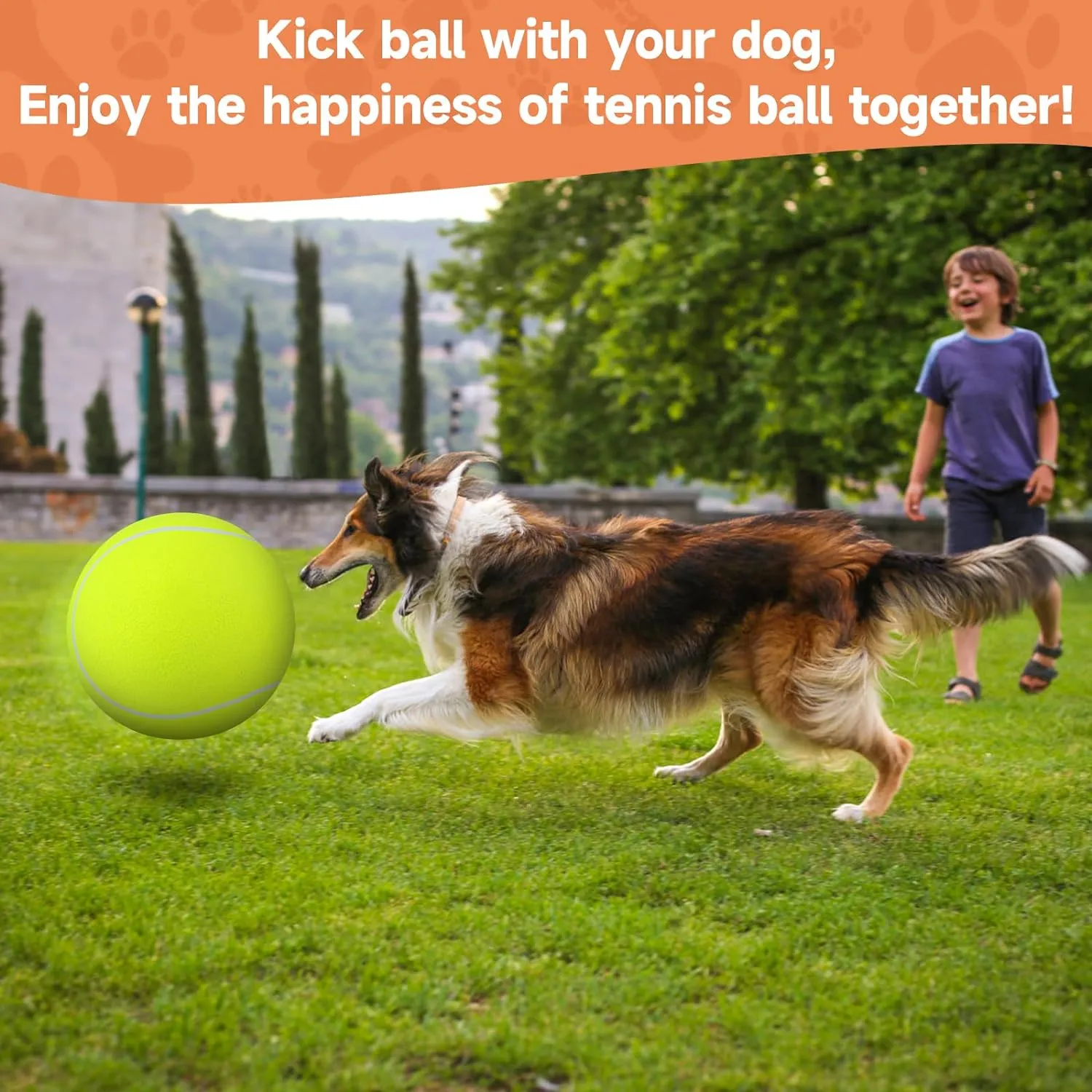 QDAN Giant Large Tennis Ball for Dogs: 9.5" Big Balls for Dog for Outdoor Play, Big Tennis Ball Dogs Toy, Tennis Ball for Small Medium Large Dog, Pet Balls, Yellow