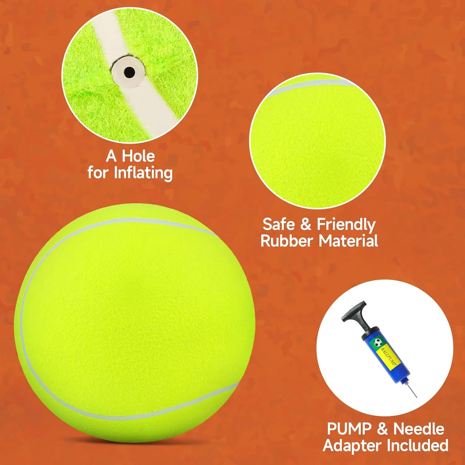 QDAN Giant Large Tennis Ball for Dogs: 9.5" Big Balls for Dog for Outdoor Play, Big Tennis Ball Dogs Toy, Tennis Ball for Small Medium Large Dog, Pet Balls, Yellow