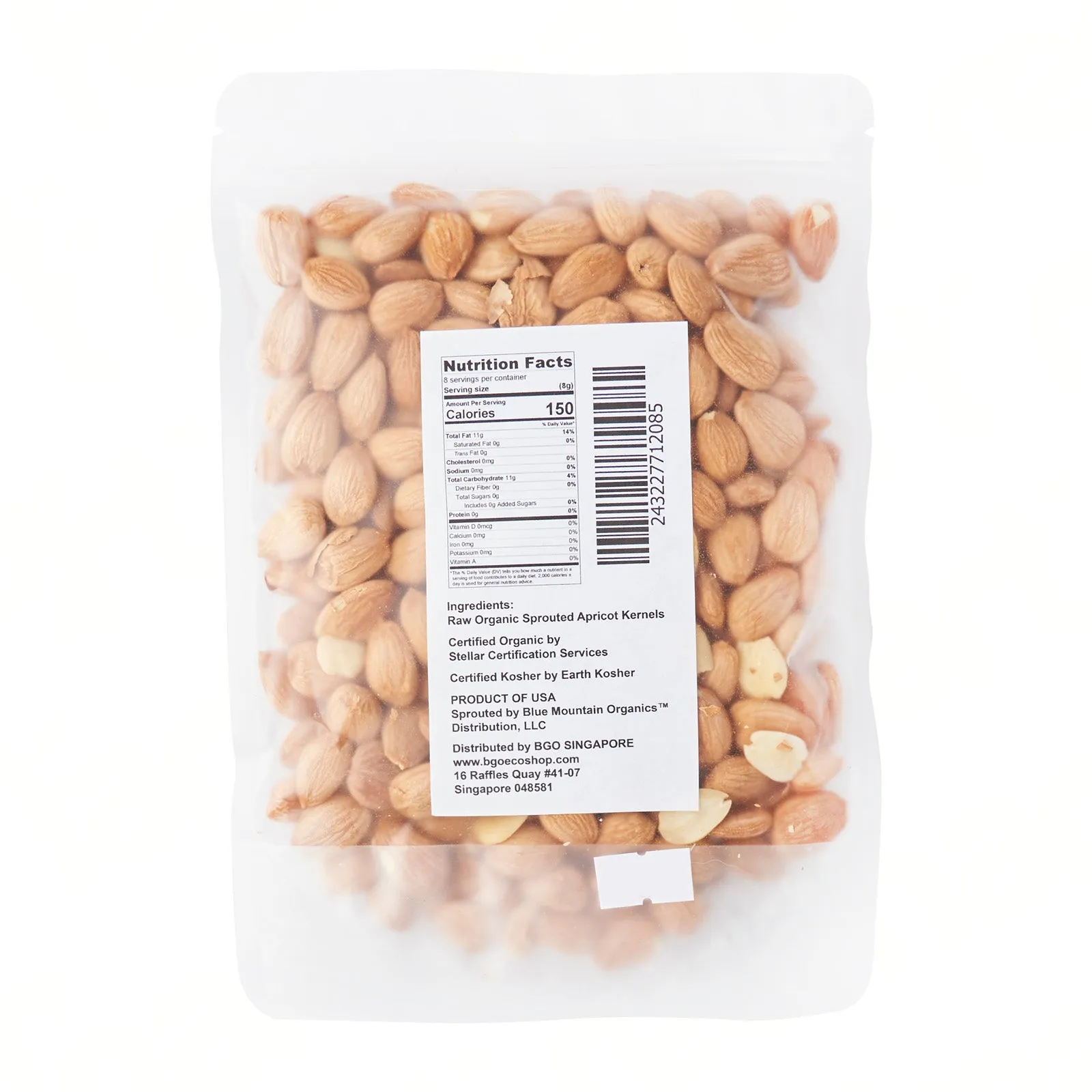 Raw Organic Sprouted Apricot Kernels (8oz./227g)