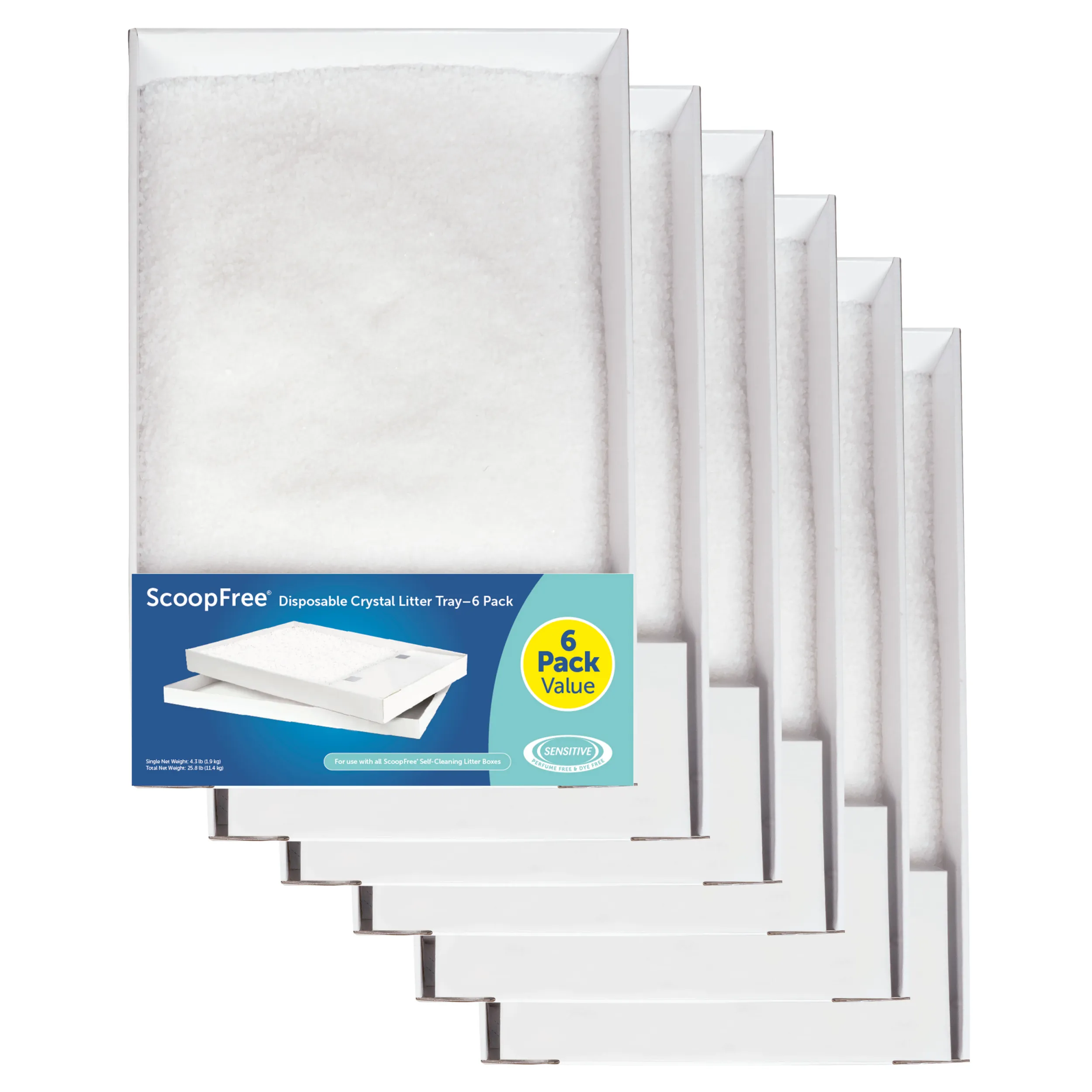 ScoopFree® Crystal Disposable Litter Tray, Sensitive, 6-Pack