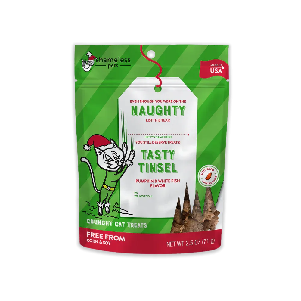 Shamless Pets Naughty Tasty Tinsel Pumpkin & Fish Crunchy Cat Treats (2.5 oz)