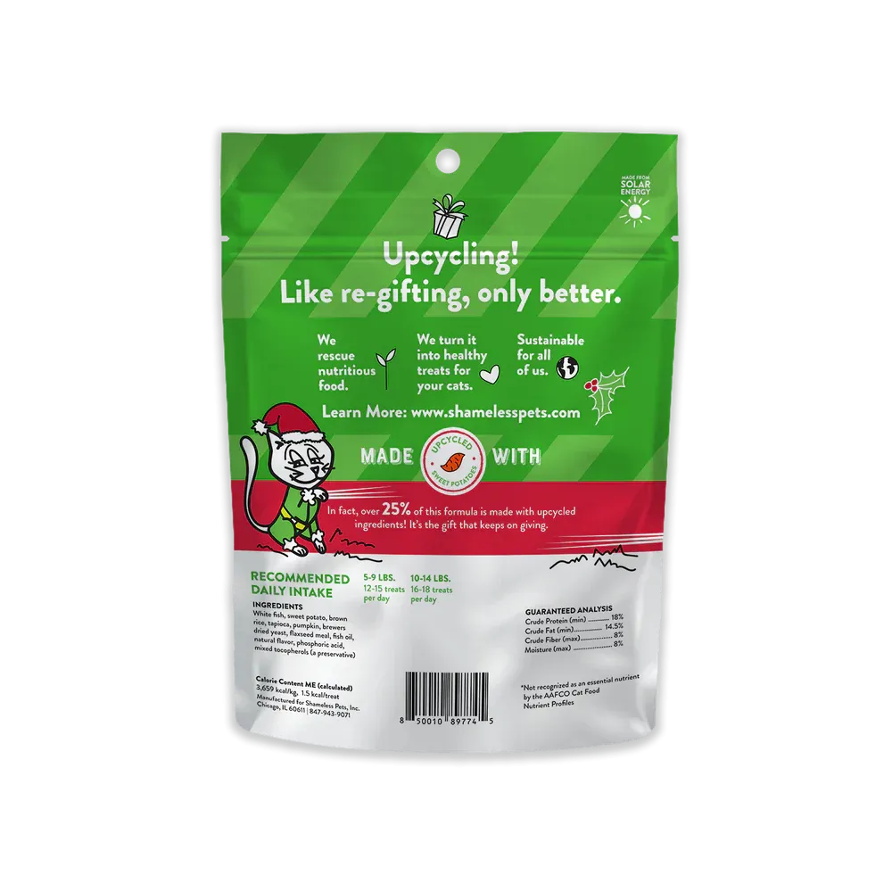 Shamless Pets Naughty Tasty Tinsel Pumpkin & Fish Crunchy Cat Treats (2.5 oz)