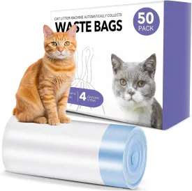 Sousia Cat Litter Box Liners - 50 Count Large Two-Way Drawstring Tear & Leak Resistant Unscented Waste Bag for Automatic Cat Litter box-2315.7"