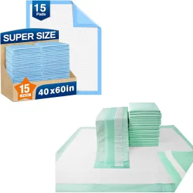 Total 35 Pads-Disposable Bed Pads 40"X60" (15pcs) and 30"X36" (30pcs) Extra Large Pee Pads for Incontinence Heavy Duty Super Absorbent Underpads Waterproof Chucks Pads for Adults,Elderly or Pets.